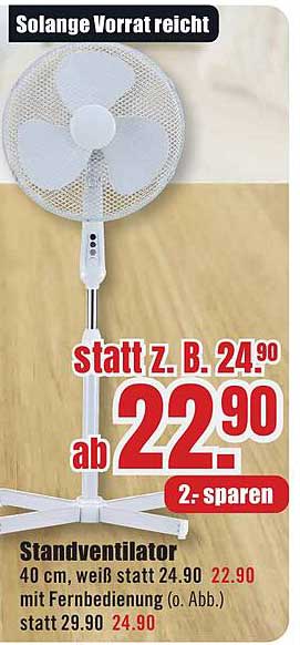 Standventilator 40 cm für nur 22,90 €, statt 24,90 €