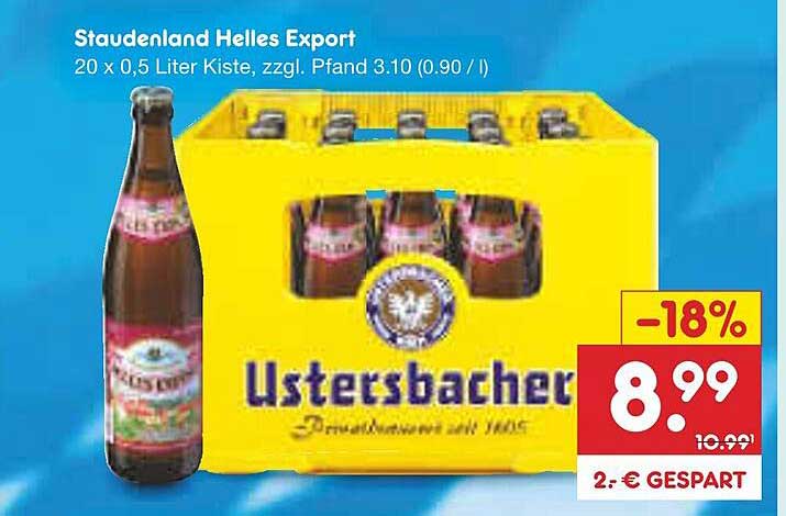 Staudenland Helles Export 20 x 0,5 Liter Kiste