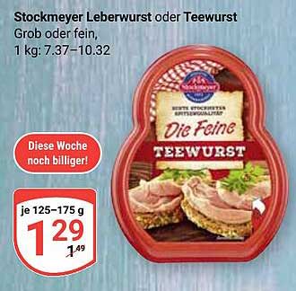Stockmeyer Leberwurst oder Teewurst, 125-175 g