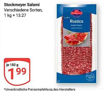 Stockmeyer Salami – Verschiedene Sorten, 150 g für nur 1,99 €