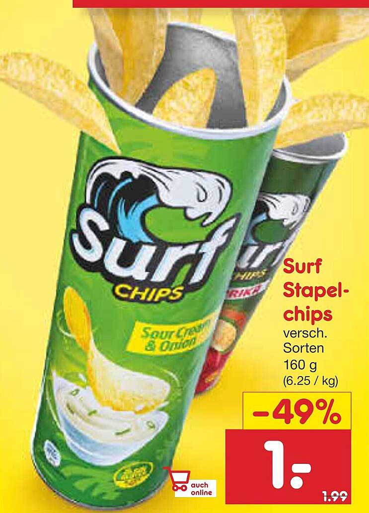 Surf Stapelchips - Sour Cream & Onion 160 g