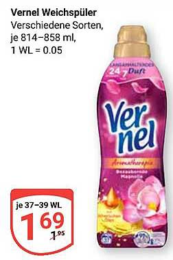 Vernel Weichspüler - Verschiedene Sorten, je 814–858 ml