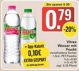 Vitrex Wasser mit Frucht 1,5L PET-Flasche - verschiedene Sorten