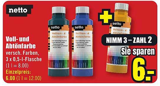 Voll- und Abtönfarbe – 3 x 0,5-l-Flasche zum Sparpreis!
