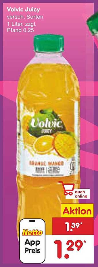 Volvic Juicy - Orange Mango, 1 Liter, zzgl. Pfand 0.25