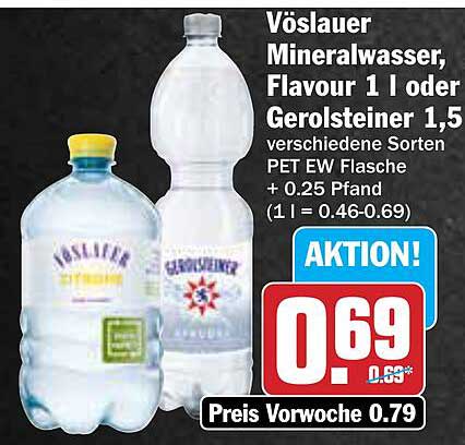 Vöslauer Mineralwasser, Flavour 1 l oder Gerolsteiner 1,5 l verschiedene Sorten