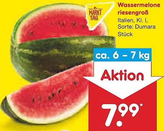 Wassermelone riesengroß Italien, Kl. I, Sorte: Dumara