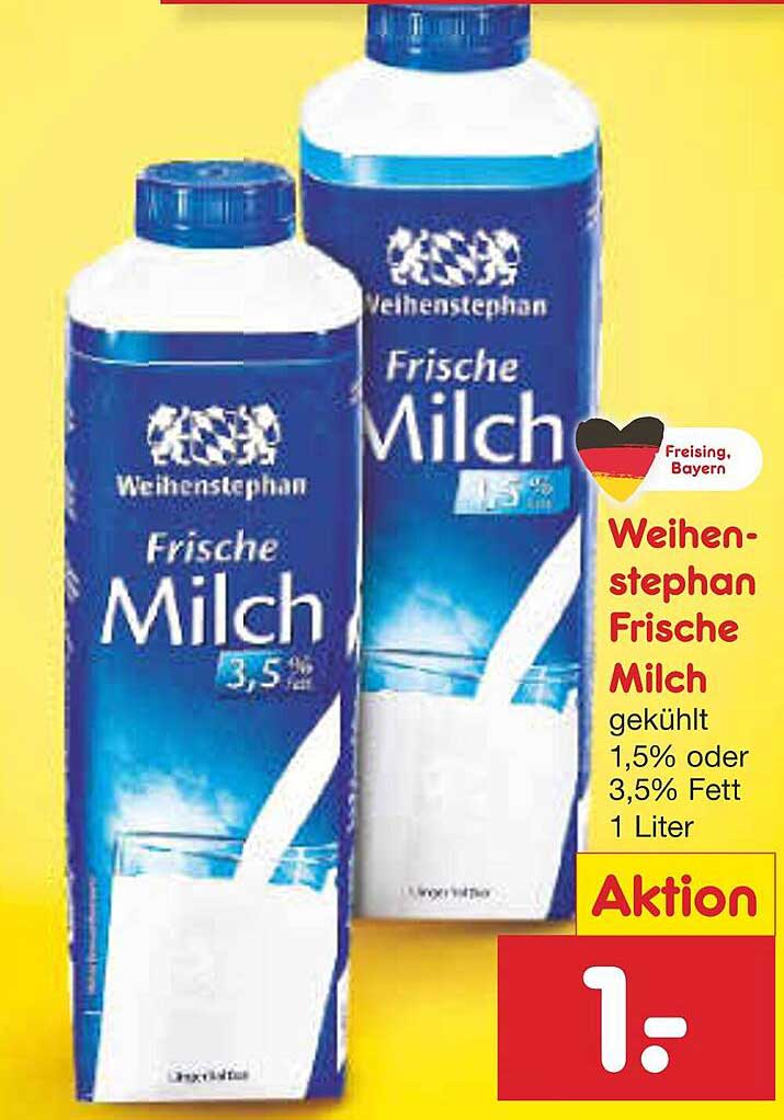 Weihenstephan Frische Milch 1,5% oder 3,5% Fett 1 Liter