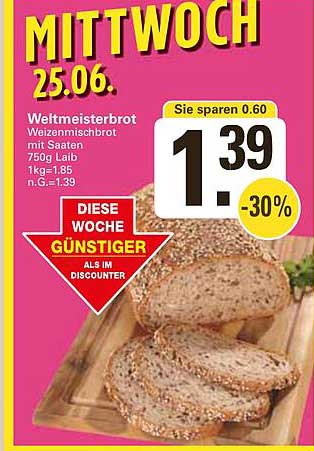 Weltmeisterbrot Weizenmischbrot mit Saaten 750g
