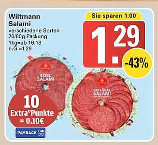 Wiltmann Salami verschiedene Sorten 70/80g Packung