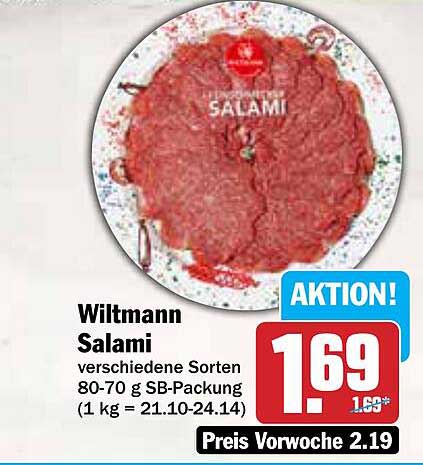 Wiltmann Salami verschiedene Sorten 80-70 g SB-Packung