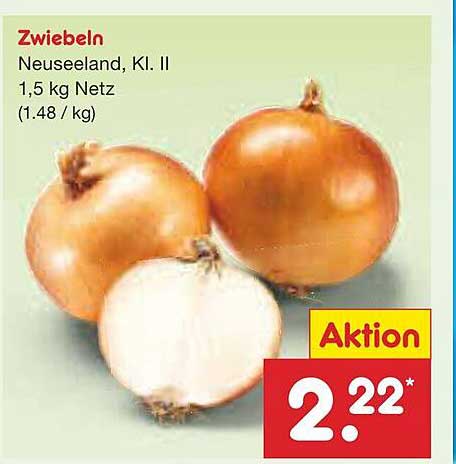 Zwiebeln Neuseeland, KL. II 1,5 kg Netz