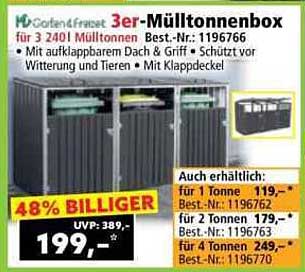 3er-Mülltonnenbox für 3 x 240 l Mülltonnen