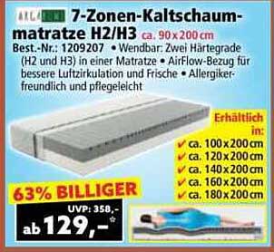 7-Zonen-Kaltschaummatratze H2/H3