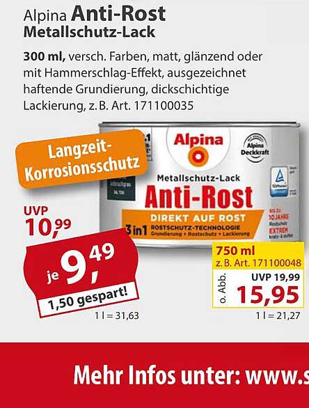 Alpina Anti-Rost Metallsschutz-Lack 300 ml