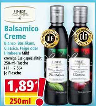 Balsamico Creme Bianco, Basilikum, Classica, Feige oder Himbeere 250 ml