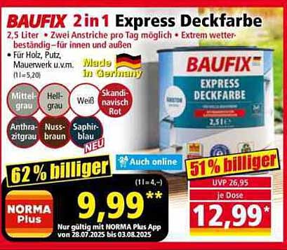 BAUFIX 2 in 1 Express Deckfarbe - 2,5 Liter
