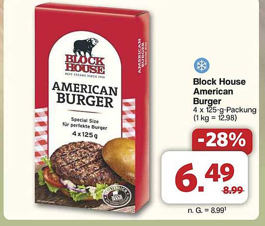 Block House American Burger 4 x 125-g-Packung