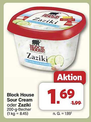 Block House Sour Cream oder Zaziki 200-g-Becher
