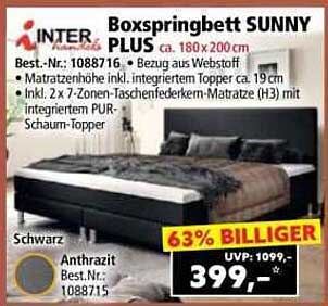 Boxspringbett SUNNY PLUS ca. 180 x 200 cm