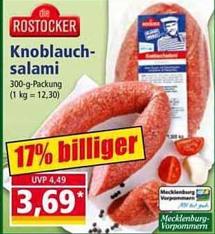 Die Rostocker Knoblauchsalami 300 g