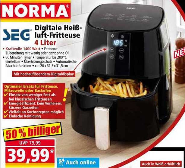 Digitale Heißluft-Fritteuse SEG – 4 Liter