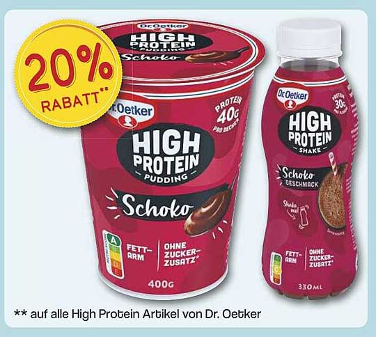 Dr. Oetker High Protein Pudding und Shake - Schoko