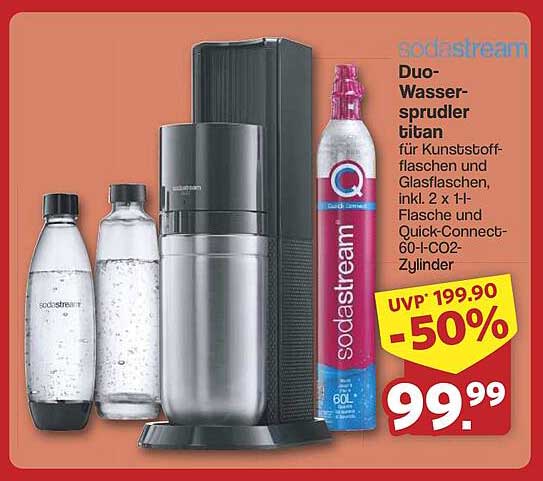 Duo-Wassersprudler Titan für Kunststoffflaschen und Glasflaschen