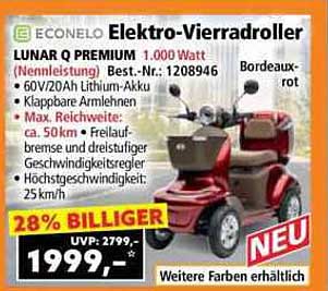 Econelo Elektro-Vierradroller LUNAR Q PREMIUM 1.000 Watt