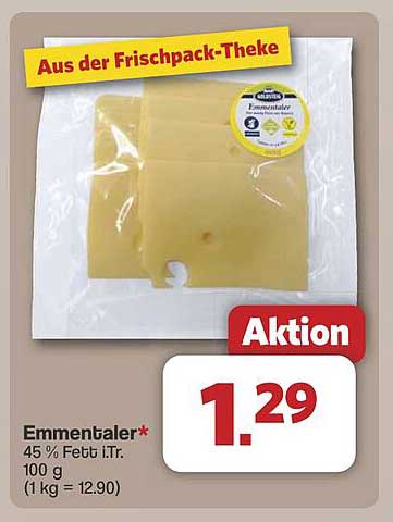 Emmentaler 45 % Fett i.Tr. 100 g - Aktionspreis!