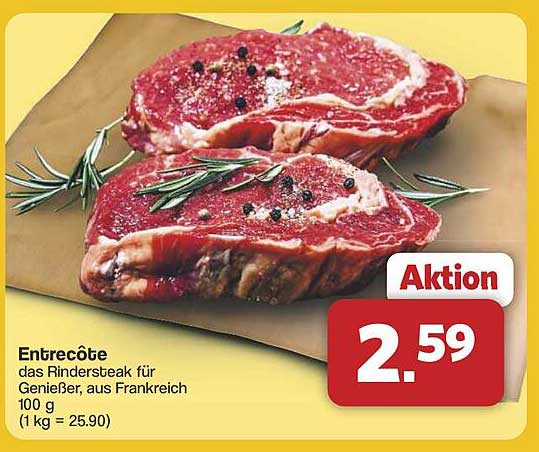 Entrecôte das Rindersteak für Genießer, aus Frankreich 100 g