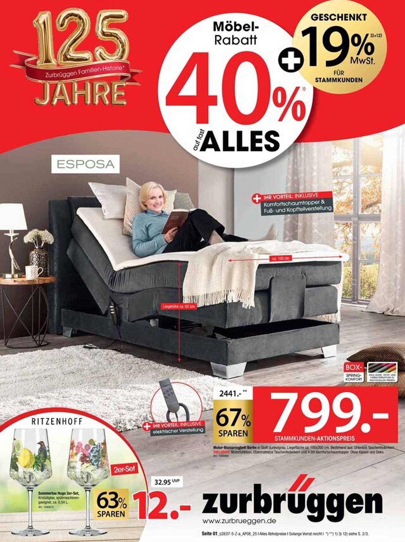 ESPOSA Boxspring-Komfort – 40% Möbel-Rabatt