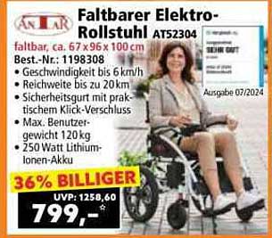 Faltbarer Elektro-Rollstuhl AT52304