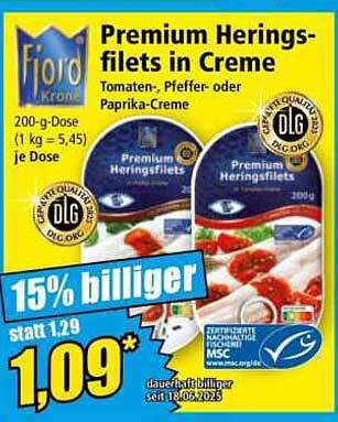 Fjord Krone Premium Heringsfilets in Creme - Tomaten-, Pfeffer- oder Paprika-Creme