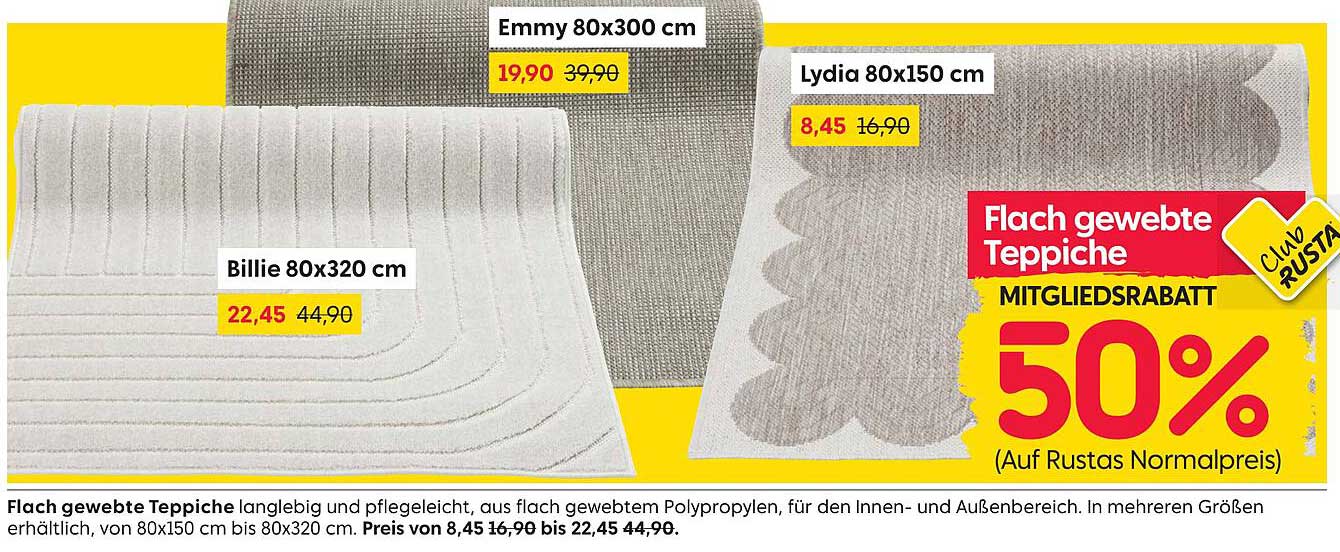 Flach gewebte Teppiche mit 50% Mitgliederrabatt