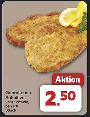 Gebratenes Schnitzel vom Schwein, paniert Stück