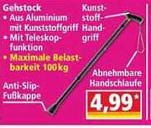Gehstock aus Aluminium mit Kunststoffgriff