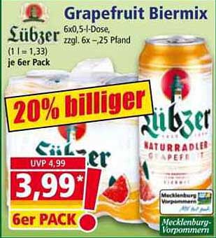 Grapefruit Biermix von Lübzer – 6er Pack