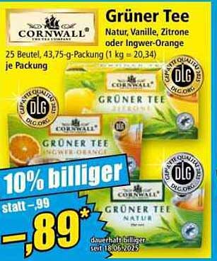 Grüner Tee von Cornwall – Natur, Vanille, Zitrone oder Ingwer-Orange