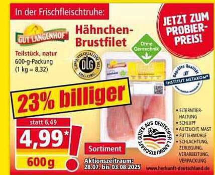 Hähnchen-Brustfilet von Gut Langenhof - 600-g-Packung