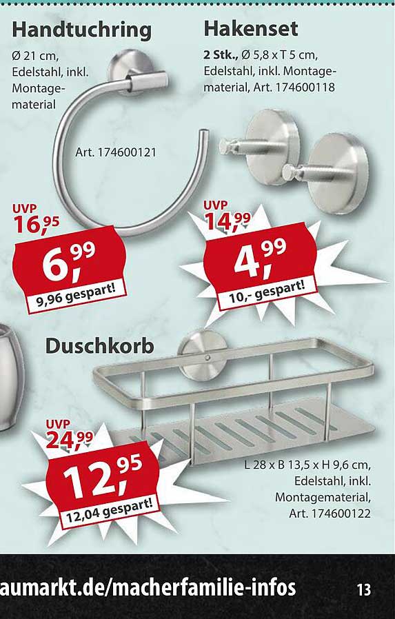 Hakenset 2 Stück Edelstahl - jetzt für nur 4,99 € im Angebot!