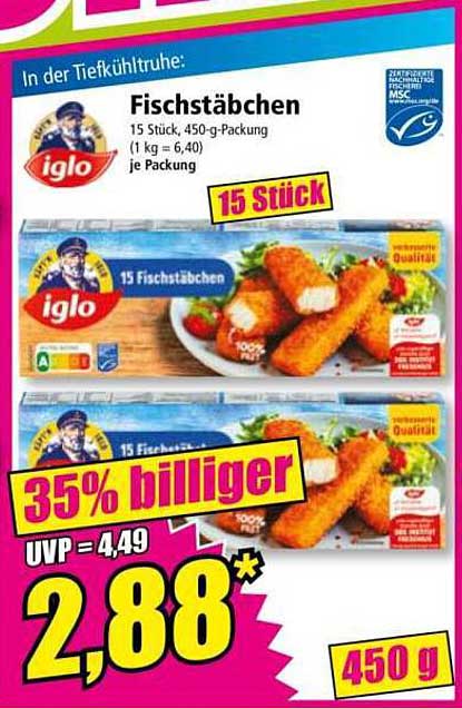 Iglo Fischstäbchen 15 Stück, 450-g-Packung