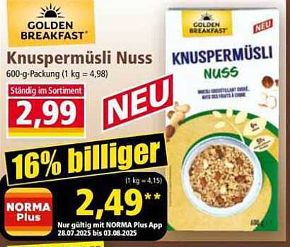 Knuspermüsli Nuss von Golden Breakfast
