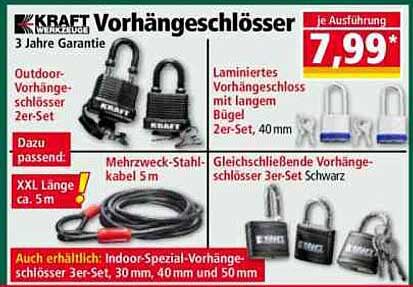 KRAFT Vorhängeschlösser 3er-Set