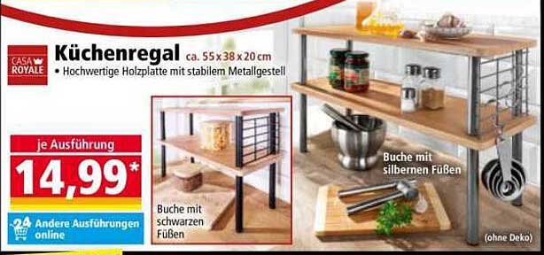 Küchenregal CASA ROYALE – Hochwertige Holzplatte mit stabilem Metallgestell