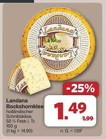 Landana Bockshornklee holländischer Schnittkäse 50 % Fett i. Tr. 100 g