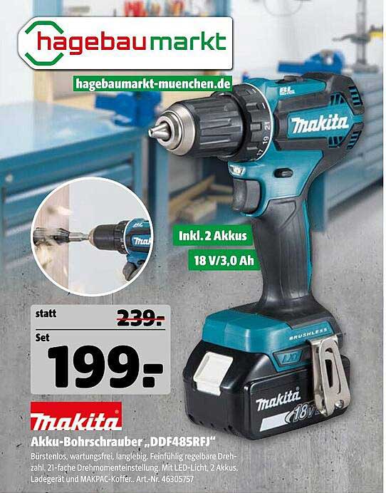 Makita Akku-Bohrschrauber DDF485RFJ