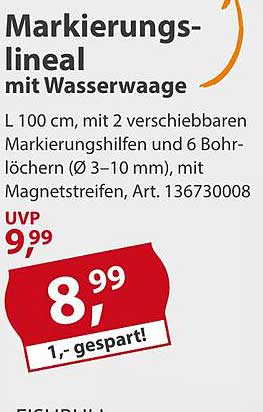 Markierungslineal mit Wasserwaage