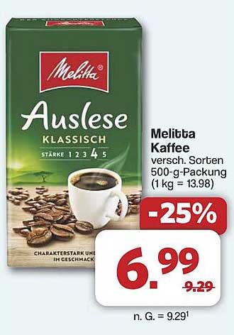 Melitta Auslese Kaffee – verschiedene Sorten, 500-g-Packung