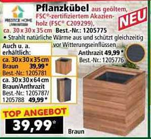 Pflanzkübel aus geöltem FSC-zertifizierten Akazienholz